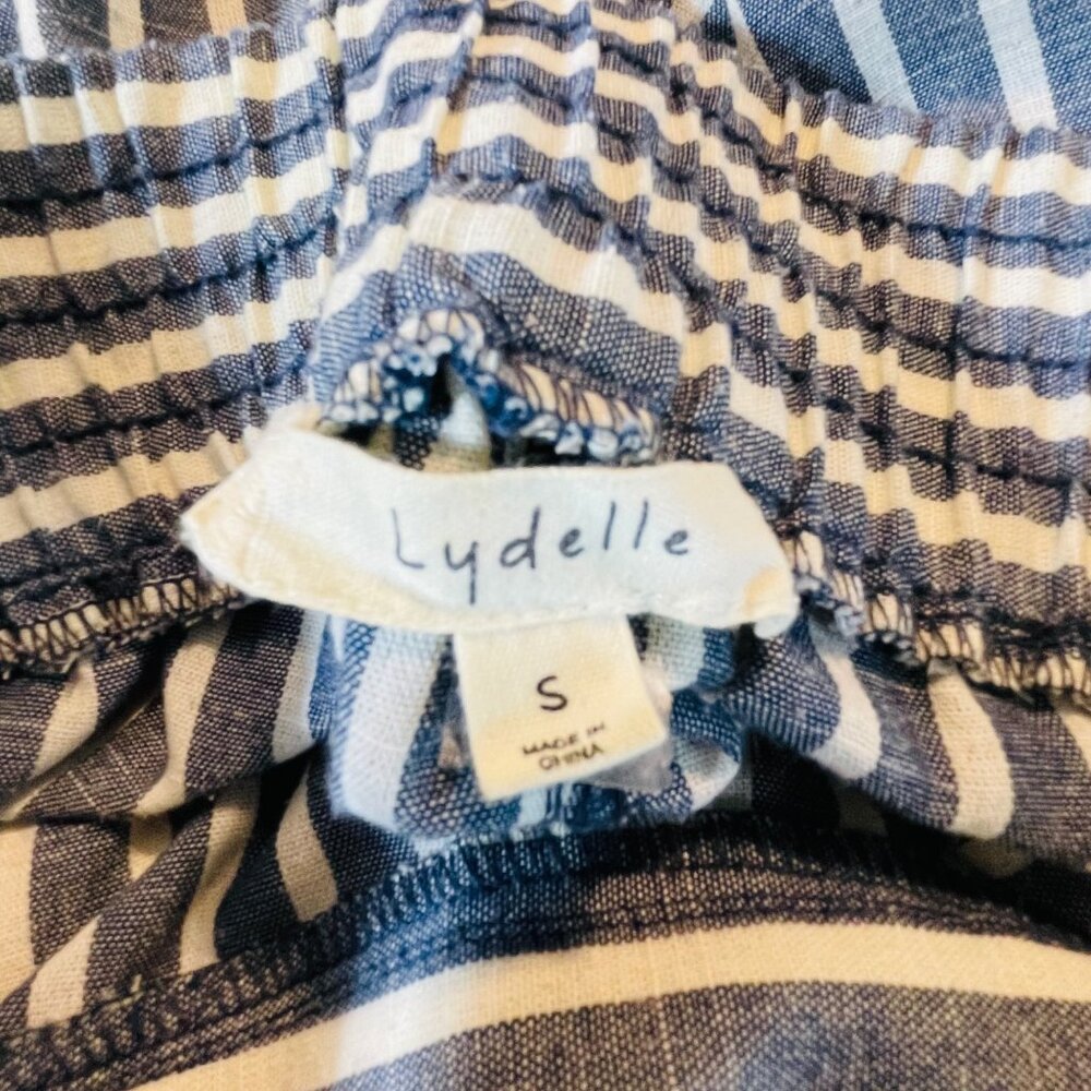 Lydelle Women's Striped High-Waisted Pants Small Blue & White Cotton Blend - Picture 6 of 10